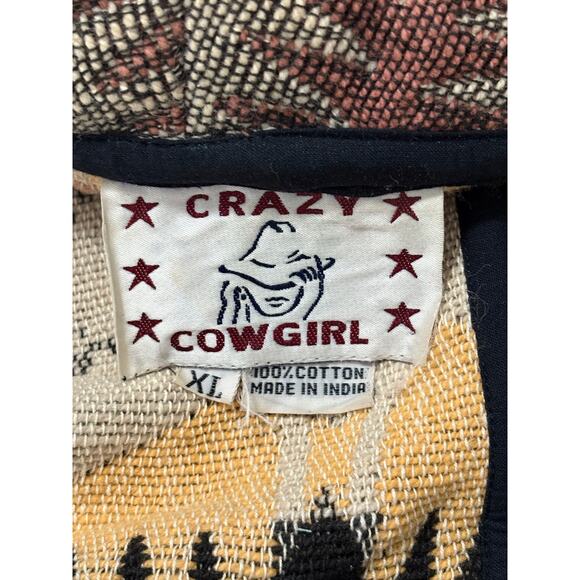 Vintage Crazy Cowgirl Blazer Jacket Women's XL Tapestry Cropped Western Country - Picture 6 of 7